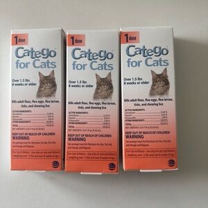 3 DOSES. .Catego Flea and Tick Control for Cats. Over 1.5 lbs, 8 Weeks or Older